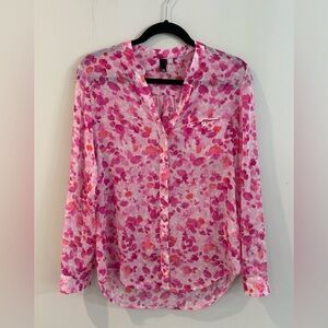 KUT from the Kloth Women’s Jasmine Chiffon Button-Up Shirt Pink Sz Extra Small